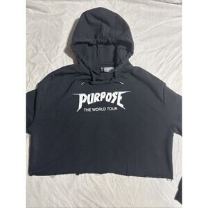 H&M x JUSTIN BIEBER Purpose World Tour Cropped Hoodie Size Medium M Pullover